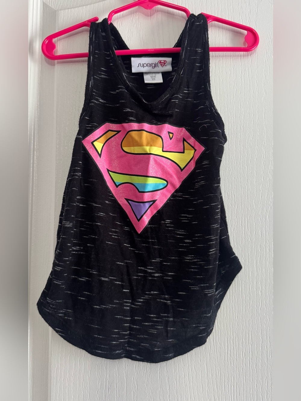 Girls' Black Tank Top with Rainbow Logo